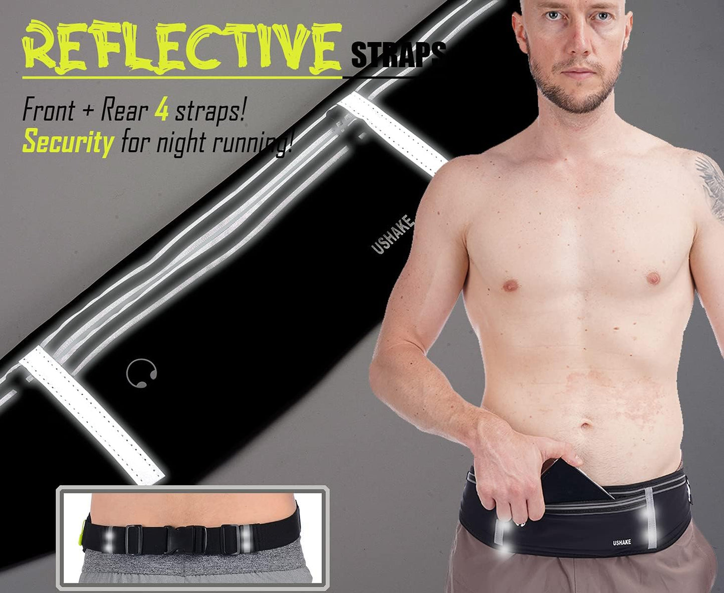 Slim Running Belt, Workout Fanny Pack for Men Women,Exercise Waist Pack for Apple Iphone Holder, Runner Belt for Running Walking Cycling Camping Gym