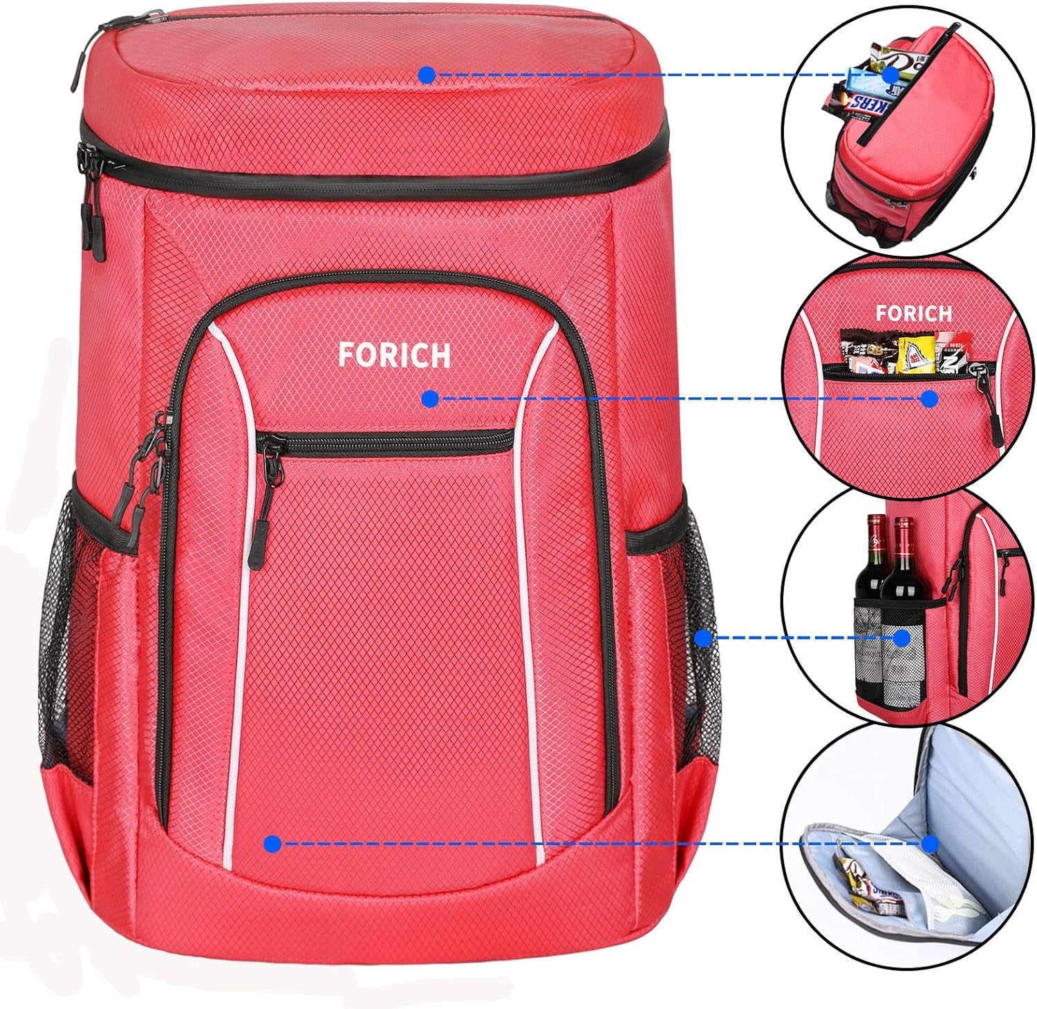 Insulated Cooler Backpack Lightweight Soft Cooler Bag Leakproof Backpack Cooler for Men Women to Lunch Work Picnic Beach Camping Hiking Park Day Trips, 30 Cans